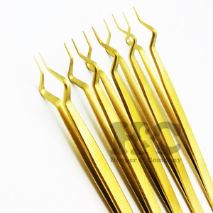 OUTILS DE SOIN DES CILS DE LUXE Nouvelle conception Pince à épiler dorée pour isolation des cils Acier inoxydable durable Extension de cils en vison Durable Antidérapant - Product Image 6