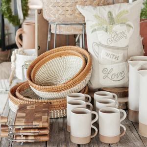 Cuenco de fruta de algas marinas respetuoso con el medio ambiente, cuenco vintage de ratán con borde de ratán, decoración de ratán, tejido a mano de Vietnam - Product Image 2