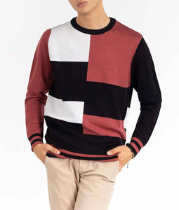 Pull pour hommes col rond 100% coton couleur unie pull automne et hiver pull décontracté à manches longues - Product Image 4