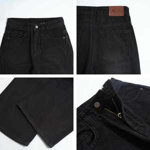 Black Men's High-Waist Loose Denim <b>Jeans</b> Relaxed Modern Fit with <b>Drop</b>-<b>Crotch</b> Breathable Autumn Style OEM Hip Hop Vintage Washed - Product Image 3