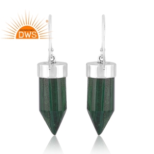 Best Selling Oxidized Sterling Silver Natural Malachite Gemstone Dangle <b>Earring</b> Custom Jewelry Manufacturer - Product Image 4