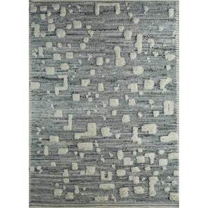 Zuri <b>Boho</b> Style Grey & Black Hand Knotted Wool & Viscose <b>Rug</b> AKWV-1001 for Bedroom Living Room Abstract Pattern for Hallway Use - Product Image 1