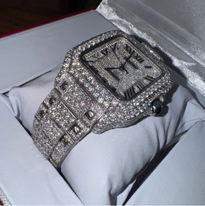 VVS Moissanite Diamond Iced Watch Mouvement automatique en acier inoxydable de style professionnel de luxe avec goujons en moissanite classiques - Product Image 3