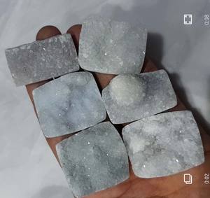 Pierre précieuse naturelle en forme ovale, druzy bleue, cabochon, certifiée IGI, paire pour bijoux pour femmes - Product Image 3