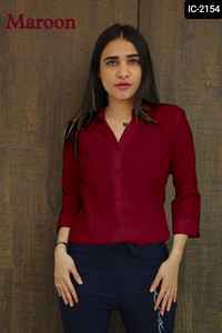 Chemise fantaisie en crêpe américain lourd de créateur pour femmes tenue de bureau décontractée multicolore inspirée des vêtements indiens et pakistanais - Product Image 5