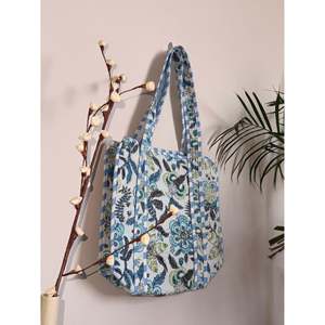 Indian Handmade <b>Patchworked</b> Floral Quilted Small Tote Handbag Cotton Lining Lightweight Fashion <b>Bag</b> for Daily Use Winter Season - Product Image 2