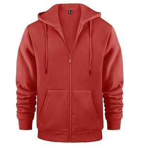 Sudadera con Capucha de Invierno para Hombre, Diseño de Patrón Sólido con Cierre, Tejido de Felpa Francesa Bordada, Material de Poliéster/Algodón - Product Image 3