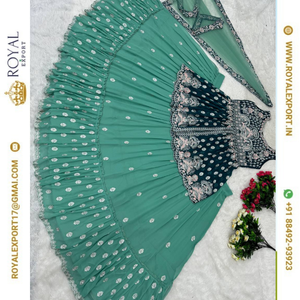 Giới thiệu bộ đồ giả georgette Ấn Độ và Pakistan nặng với gương thủ công Bộ sưu tập mới - Product Image 6