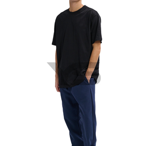 Venta directa de fábrica de los hombres de talla grande de moda estilo callejero sólido negro algodón camisetas gran oferta negro Jersey camisetas - Product Image 6