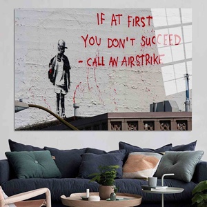 Toile imprimée Banksy 'Call an Airstrike' - Style Street Art, ART SUR VERRE TÉRMÉTRALÉ - Product Image 1