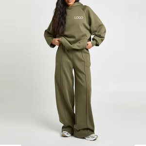 Conjunto Deportivo de Alta Calidad con Pantalones Anchos a Juego para Mujer, Corte Holgado con Mangas Largas y Diseño Oversize - Product Image 1