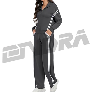 Conjunto de chándal deportivo informal de dos piezas para mujer, Sudadera con capucha y cremallera de Material suave y pantalones para correr, traje a juego para Salón de Otoño e Invierno - Product Image 2