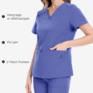 ชุดสครับพิมพ์โลโก้ตามสั่ง สำหรับพยาบาล ช่างเสริมสวย ทันตแพทย์ แพทย์ โรงพยาบาล ชุดสครับ 2 ชิ้น ชุดยูนิฟอร์มทันตแพทย์ สำหรับบุรุษและสตรี - Product Image 2