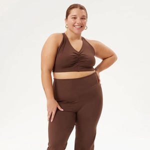 Wholesale Women's Yoga Sports Bra High <b>Support</b> Convertible Straps U-<b>NECK</b> Breathable Spandex/Nylon Made in Pakistan Front Logo - Product Image 3