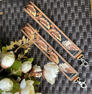 Nouvel arrivage de porte-clés en cuir gaufré floral usiné à la main porte-clés et porte-clés avec porte-clés en métal accessoires - Product Image 2