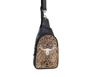 New Arrival Hand Tooled Western <b>Sling</b> <b>Bag</b> Hand Tooled <b>Sling</b> <b>Bag</b> Large Capacity Western Tooled <b>Bag</b> at Wholesale Price - Product Image 3