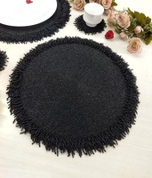 Napperons ronds perlés argentés, brodés à la main, écologiques, luxueux et modernes, pour événements spéciaux et usage domestique