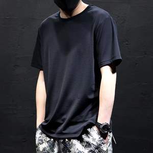 OEM T-shirt d'été respirant imprimé de logo personnalisé pour hommes 100% en maille de coton à manches longues col en O ample de grande taille - Product Image 2