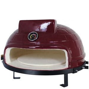 Four à pizza extérieur en céramique 53 cm rouge - Four de jardin au bois avec support - Product Image 3
