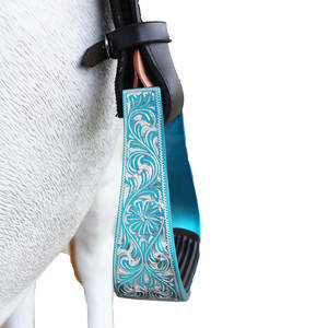 Cheval Western 5 "de large baril Racer Show Étriers légers en aluminium gravé Étriers de selle Rodeo Trail Arena Riding - Product Image 6