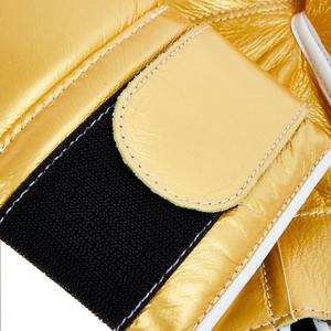 Guantes de Boxeo MMA de Diseño OEM, Cuero Sintético, Impermeables, Ligeros, Color Dorado, Cierre de Velcro, Dedos Completos - Product Image 3