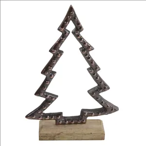 金属雕塑木质底座装饰树形圣诞饰品散装促销时尚收藏节日用品
