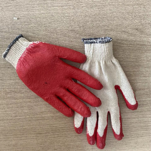 Guantes vietnamitas con revestimiento de goma, guantes de trabajo de seguridad antideslizantes anticortes con algodón reutilizable semirecubierto de látex para jardinería - Product Image 1