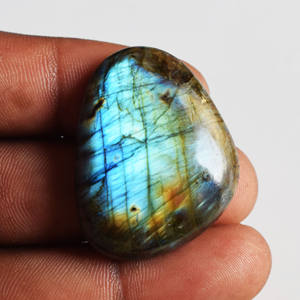 100% naturel bleu Flashy feu Labradorite Cabochon dos plat côté 40x30x6 MM pendentif boucles d'oreilles fabrication de bijoux pierres précieuses haute - Product Image 3