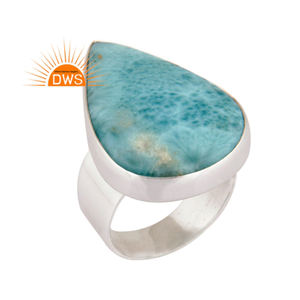 Best Selling Sterling Silver Natural Larimar Gemstone <b>Statement</b> <b>Ring</b> Custom Jewelry <b>for</b> <b>Women</b> Gift <b>for</b> Her - Product Image 1