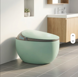 WC intelligent à poser au sol, à chasse automatique, avec siphon en S, design coloré de haute qualité, en céramique, rond, double chasse, siège chauffant - Product Image 1