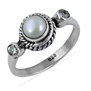 Anillo de Plata de Ley con Baño de Rodio y Turquesa Tallada a Mano para Regalo de Joyería para Mujer - Product Image 2