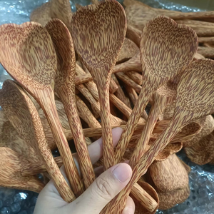 Juego de utensilios de cuchara de madera de coco ecológico para café y té, accesorios para el hogar, restaurante, vajilla de boda, vajilla - Product Image 1