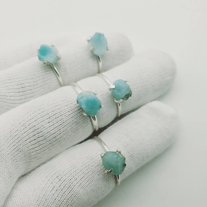Silver Plated Christian Minimalist Zircon <b>Ring</b> with Natural Rough Cut Gemstone Fashionable <b>Crystal</b> Jewelry for Unisex Gift - Product Image 3