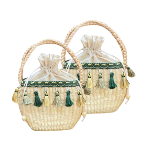 BOLSO DE MANO DE JACINTO DE AGUA elegante con decoración hecho a mano, sostenible y bolso de mano Bolso de mujer para mujer Bolso de estilo bohemio - Product Image 1