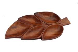 Bandeja de Madera Artesanal en Forma de Hoja para Servir Frutos Secos, Nueces, Aperitivos, Decoración Festiva, Vajilla de Cocina, Uso Doméstico, Idea de Regalo - Product Image 3