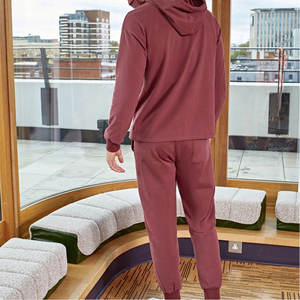 Streetwear-Ensemble de 2 pièces en coton épais, sweat à capuche et pantalon de survêtement à bouton avec logo personnalisé, conception personnalisée OEM - Product Image 6