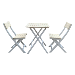 <b>Outdoor</b> Solid <b>Wood</b> Bistro <b>Table</b> with PU Painted Finish 2 Chairs Curved Details-Eco-Friendly & Durable - Product Image 1