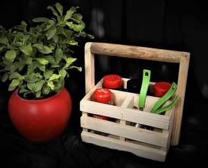 Modern <b>Wooden</b> Handmade Spice <b>Rack</b> with Handle Multi-Compartment Kitchen Organizer for Masala Jars Cutlery & Tabletop Storage - Product Image 6