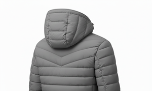 Chaqueta Acolchada con Capucha de Lona Premium para Hombre, Color Gris Ceniza, Frente Liso Teñido, Ligera, Aislante, Cortavientos, Transpirable, Estilo Urbano - Product Image 4
