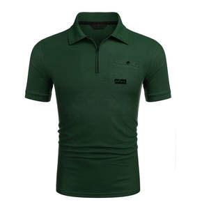 Vente en gros OEM polos de golf à motif uni en coton à séchage rapide pour hommes avec logo personnalisé manches courtes grande taille - Product Image 2