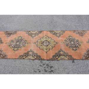 Alfombra de lana turca Vintage naranja y marrón 31X109 pies tejido plano patrón de retazos alfombra de sala de estar para decoraciones de adolescentes - Product Image 4