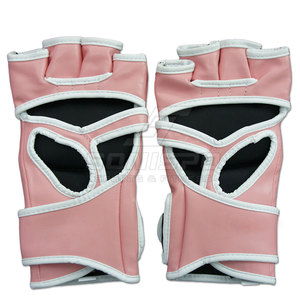 Gants d'entraînement MMA SONISPO rose demi-doigts avec motif flamme rouge, fermeture Velcro, unisexe, en similicuir, pour arts martiaux - Product Image 6