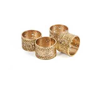 Rond de serviette en métal décoré couleur or métallique brillant et brillant pour les dîners de mariage porte-serviettes décoratif - Product Image 4