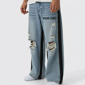 Pantalon en jean coupe droite pour homme, mélange coton élasthanne, tissu extensible premium, pour acheteurs américains, jean délavé vintage - Product Image 4