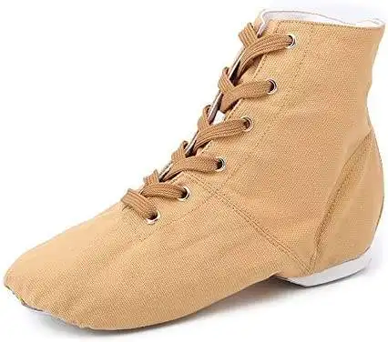 2024 Unisex Canvas En Leren Danslaarzen Balzaal Met Veters En Jazzdansschoenen Modern Design Voor Een Prijs