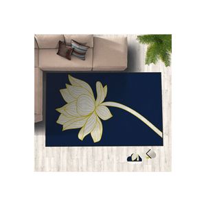Alfombra de viscosa con estampado Digital Floral azul elegante, Alfombra de pasillo rectangular clásica hecha a mano para sala de estar - Product Image 3