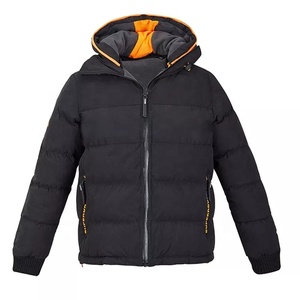 Outdoor Warm Casual Sport Waterproof Windbreaker Polyester Cotton Fabric Black Hooded Puffer <b>Jacket</b> <b>Men</b> Custom Puff <b>Jacket</b> - Product Image 1