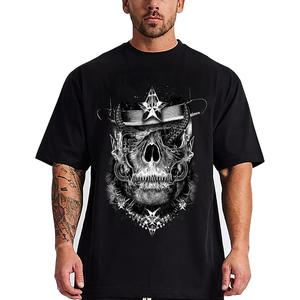 Camisetas gráficas transpirables de talla grande Hip Hop personalizadas de gran tamaño sueltas OEM Heavyweight Street-Wear 100% algodón Drop Shoulder hombres - Product Image 2