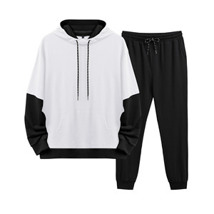 Sweat à capuche pour homme personnalisé, couleurs unies, survêtement avec logo imprimé, pull-over unisexe, pantalon de survêtement pour homme, ensemble 2 pièces au design personnalisé - Product Image 1