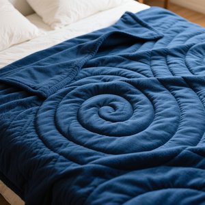 Manta de lana suave de lujo Cozy Navy Blue Spiral Diseño en relieve Tamaño único - Product Image 5